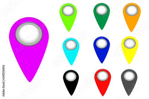 map pointer pin isolated on white background