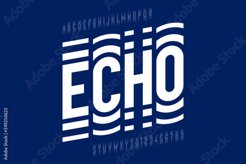 Echo style modern font, alphabet letters and numbers