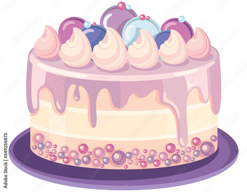 Single tier cake. Beautiful pastries decorated with cream. Single tier cake. Beautiful pastries decorated with cream.