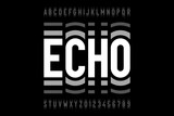 Echo style modern font, alphabet letters and numbers