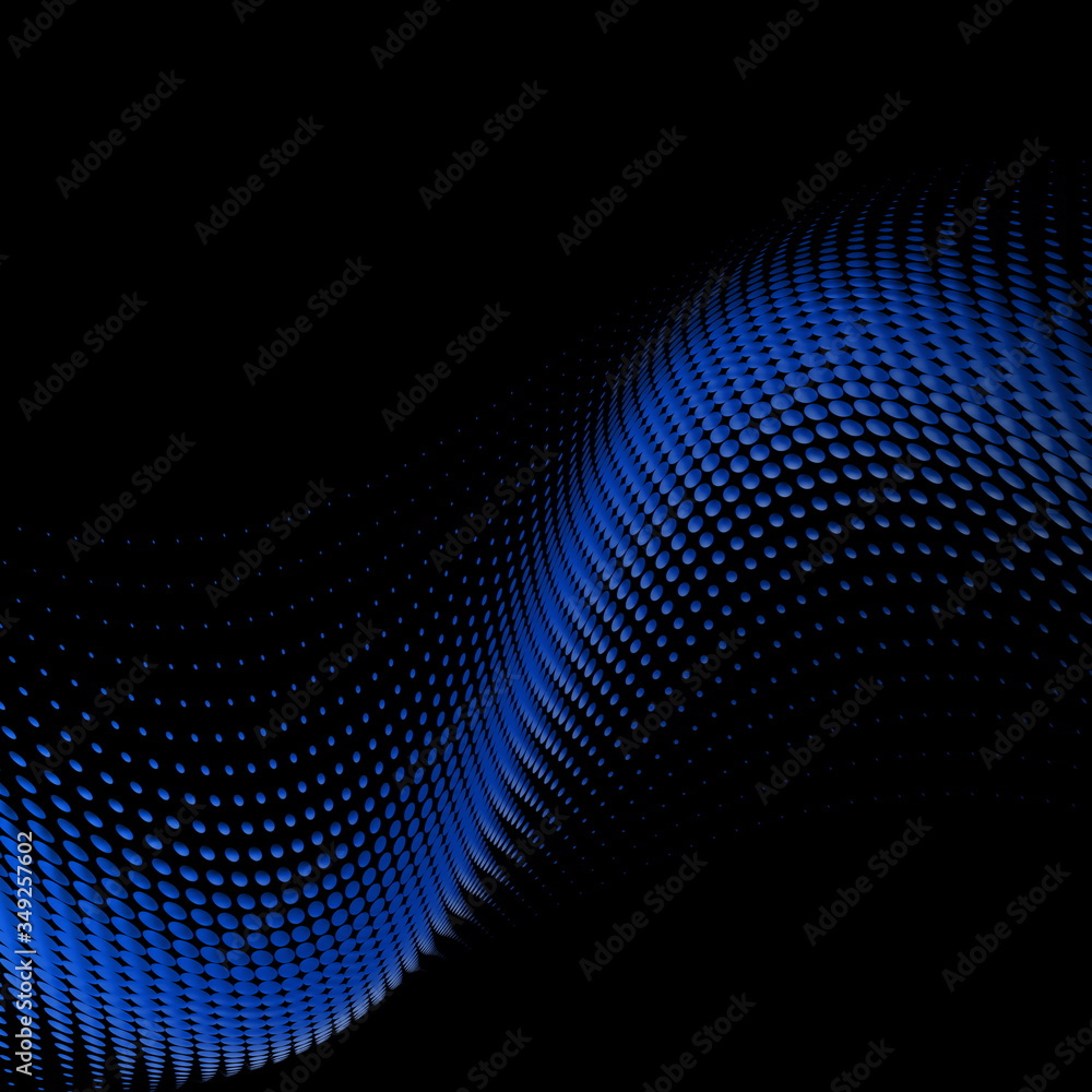 Obraz premium Abstract dark blue wave with half tone 