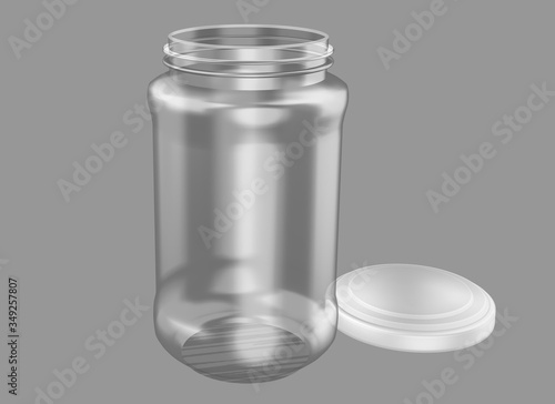 glass jar and isolated on gray