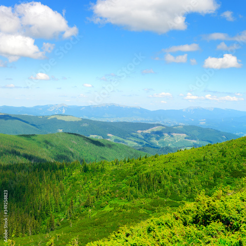 Carpathian mountains on bright sunny day