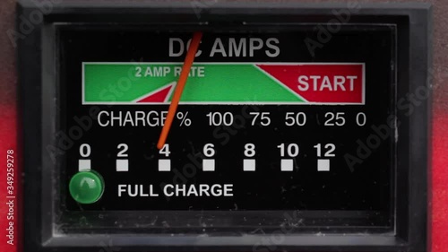 Close up view of twelve volt battery charger display