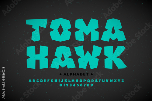 Indian tribes style font design, alphabet letters and numbers