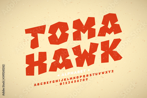 Indian tribes style font design, alphabet letters and numbers