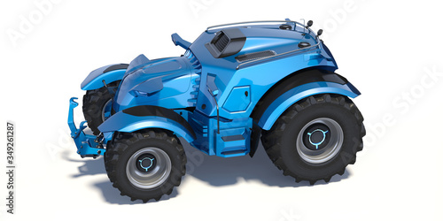 3D rendering of a brand-less generic self driving tractor concept, in studio environment © Andrus Ciprian