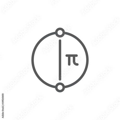 circle diameter vector icon symbol education isolated on white background