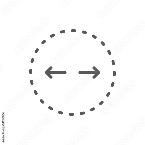 circle diameter vector icon symbol education isolated on white background