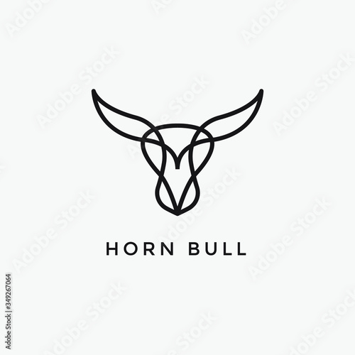 Abstract angus cow bison bufallo steak premium logo design. Creative bull horns line icon symbol
