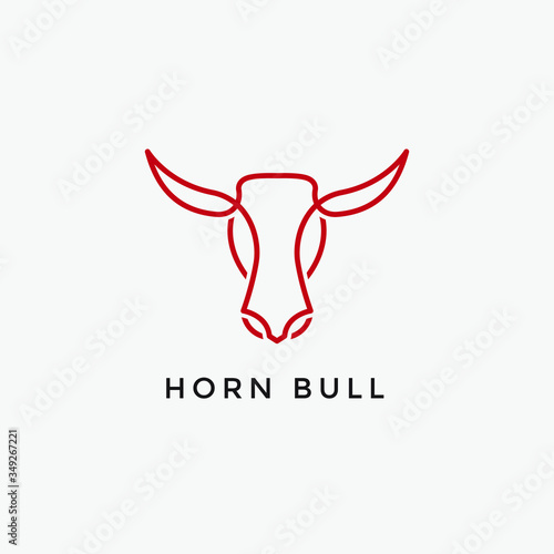 Abstract angus cow bison bufallo steak premium logo design. Creative bull horns line icon symbol