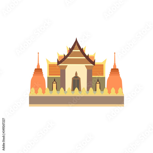 Temple cartoon in Thailand. Illustration vector design.