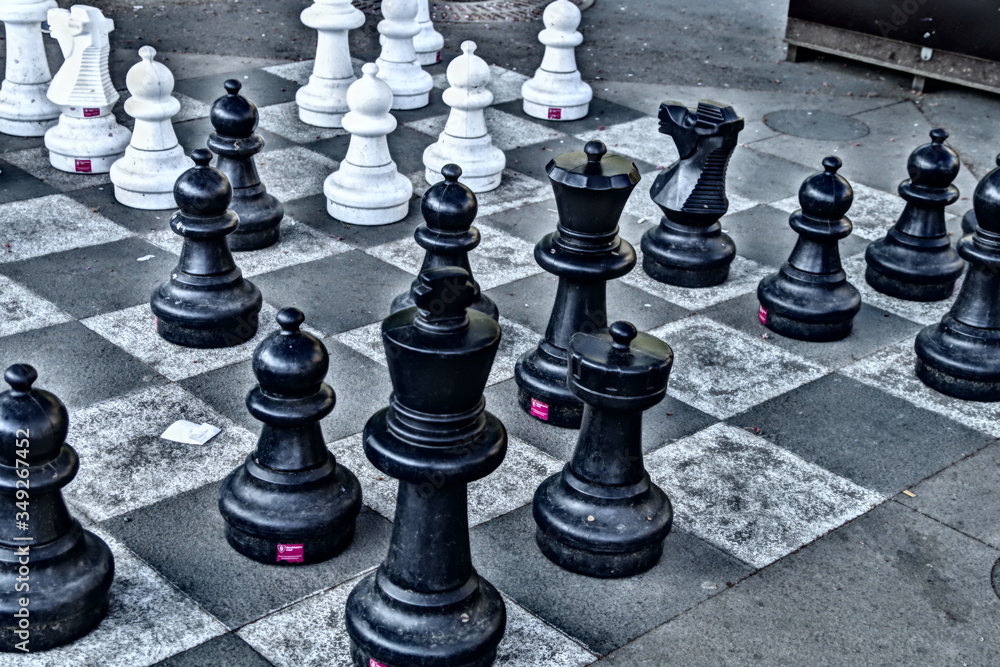 Schach in einer Fussgängerzone Stockholm, Schweden 