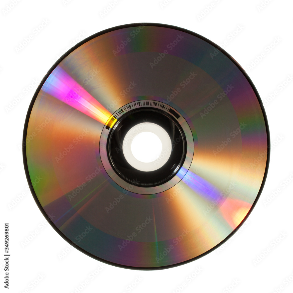 Płyta CD, DVD, tył, na białym tle. - obrazy, fototapety, plakaty 