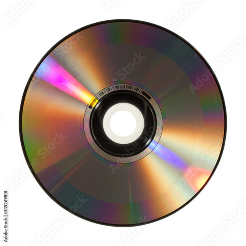 Płyta CD, DVD, tył, na białym tle.