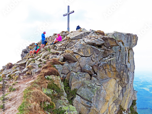 Alpine peak of Gnepfstein Mittaggüpfi (Gnepfstein Mittagguepfi) in the Swiss mountain range of Pilatus, Alpnach - Canton of Obwalden, Switzerland (Kanton Obwalden, Schweiz) photo