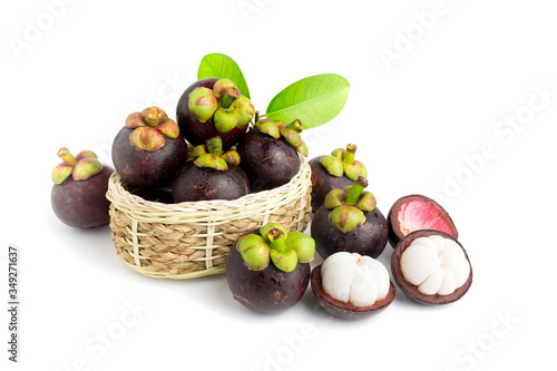 Mangosteens Queen of fruits, mangosteen on isolated white background