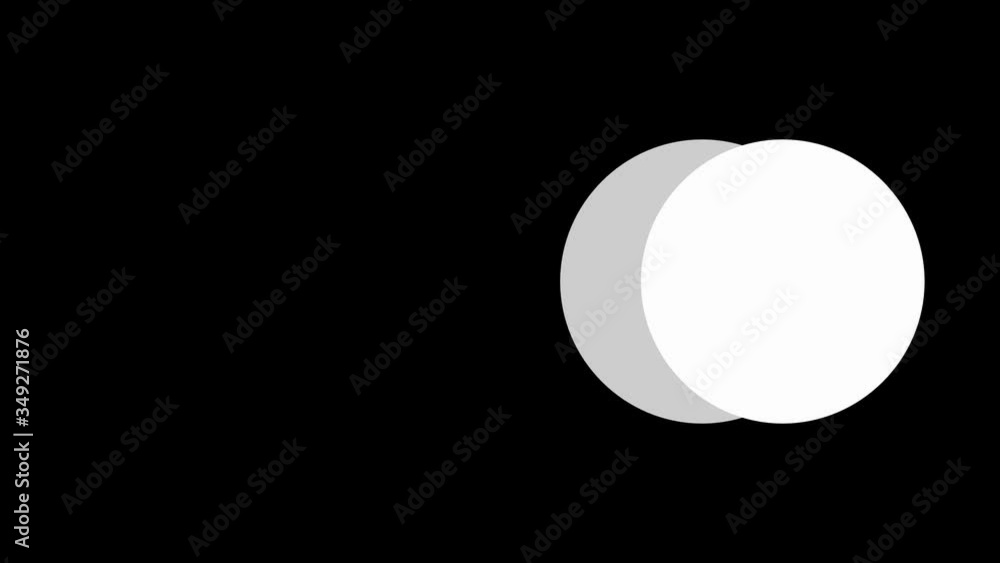 Abstract animated white circles bond to dots on a black background moving across the screen leaving traces intro video movie