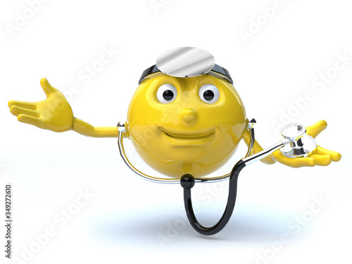 Doctor emoticon with stethoscobe