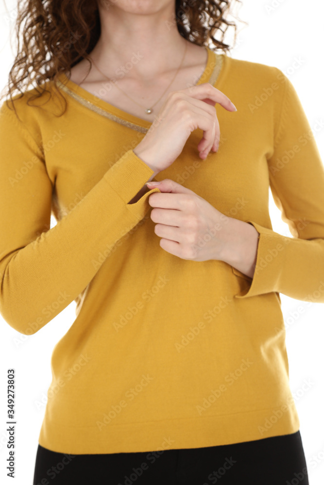 women sweatshirt shoot in studio