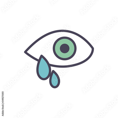 Eye with drops fill style icon vector design