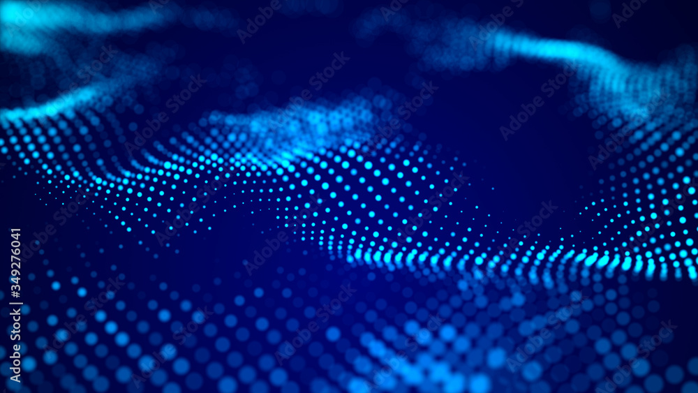Abstract blue futuristic background. Big data visualization. Digital dynamic wave of particles. 3D rendering. Abstract blue futuristic background. Big data visualization. Digital dynamic wave of particles. 3D rendering.