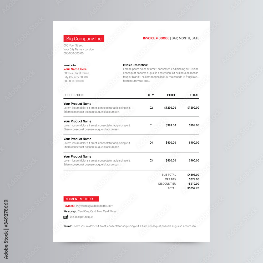 Clean And Corporate Invoice Template Design