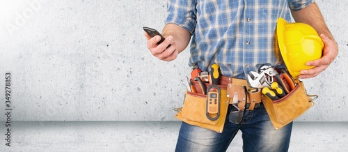 Man worker or professional builder with tools photo