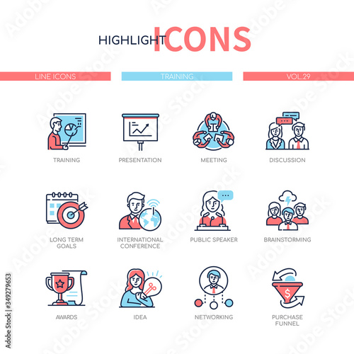 Business training - line design style icons set