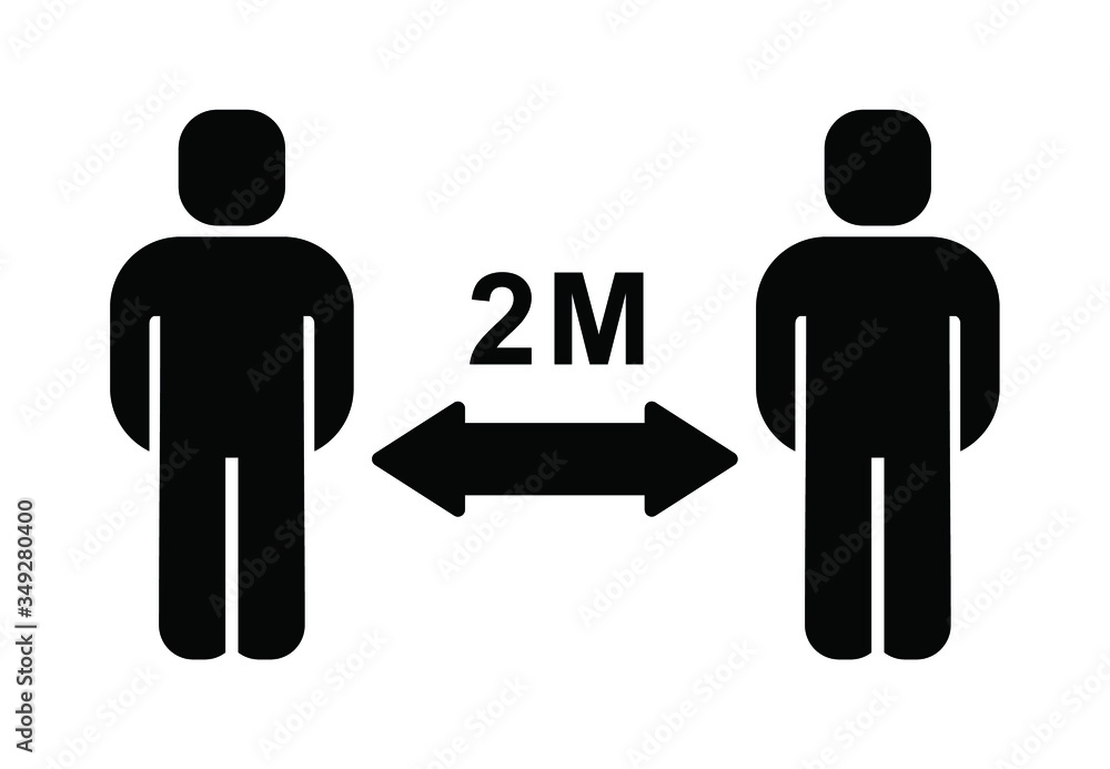 Black White, Social Distancing Icon, Vector Illustration Black White, Social Distancing Icon, Vector Illustration