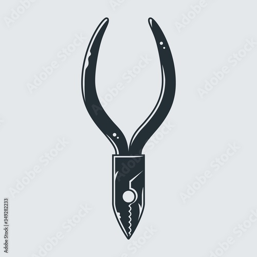 Silhouette of pliers for carpenter wood work