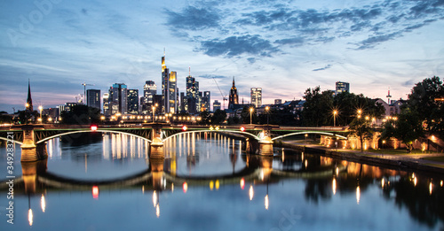 The Frankfurt city during the blue hour