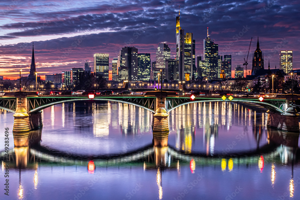 Frankfurt skyline during blue hour