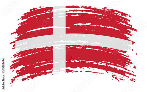 Denmark torn flag in grunge brush stroke, vector