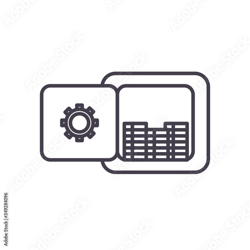 bills inside strongbox line style icon vector design