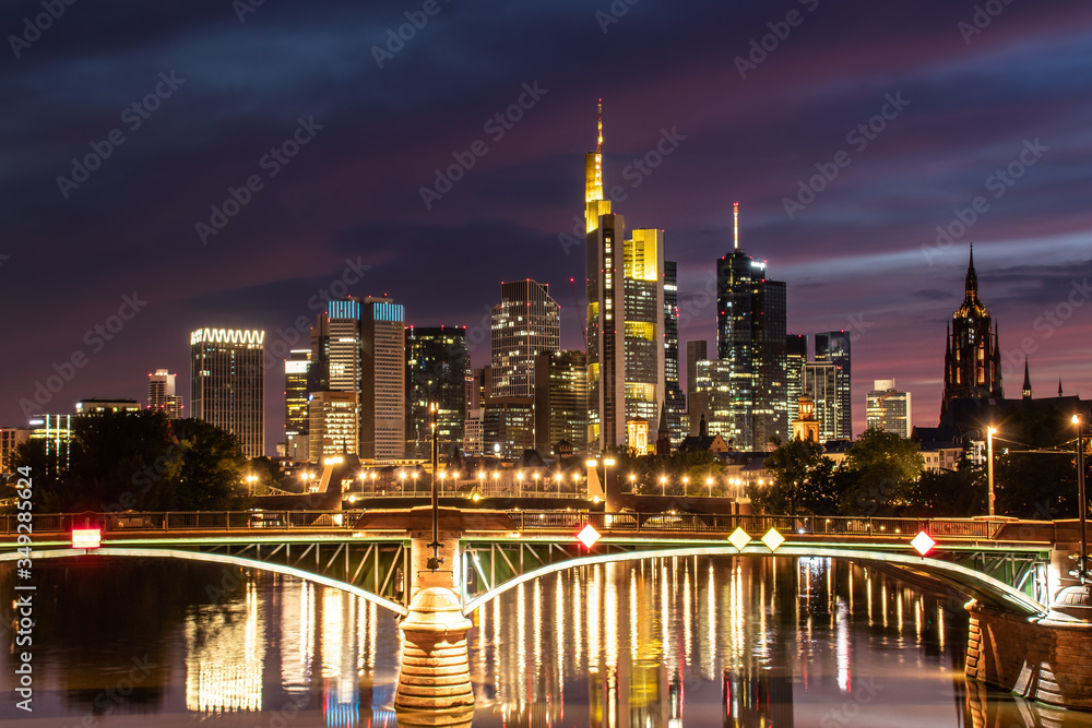 iluminated frankfurt skyline