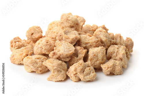Pile of textured soy protein chunks