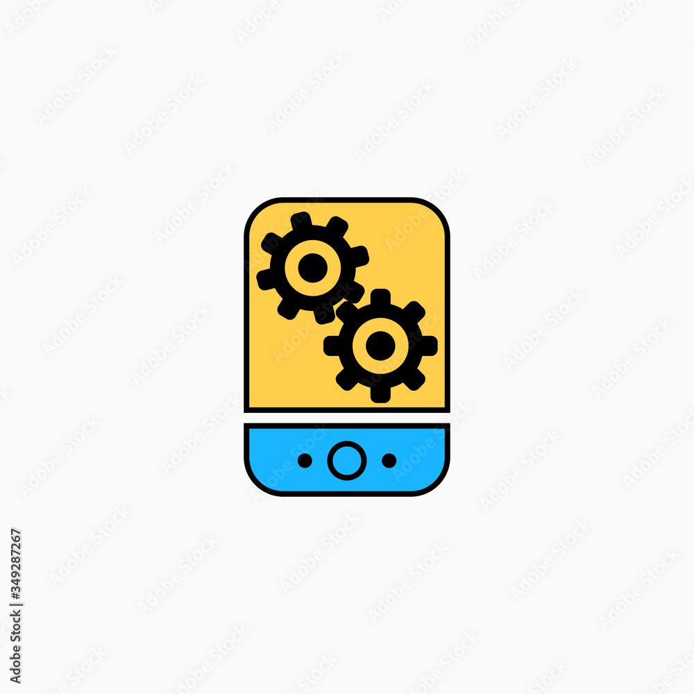 Artificial intelligence mobile phone icon. Vector AI technology concept symbol or design element in flat style. Artificial intelligence mobile phone icon. Vector AI technology concept symbol or design element in flat style.