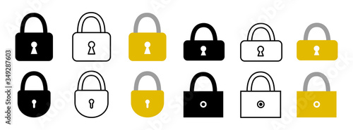 Set of different styles padlock icons. Padlock. Vector illustration.