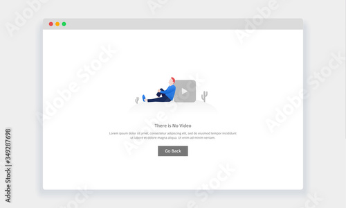 Modern flat design concept of there is no video for website and mobile website. empty states page template