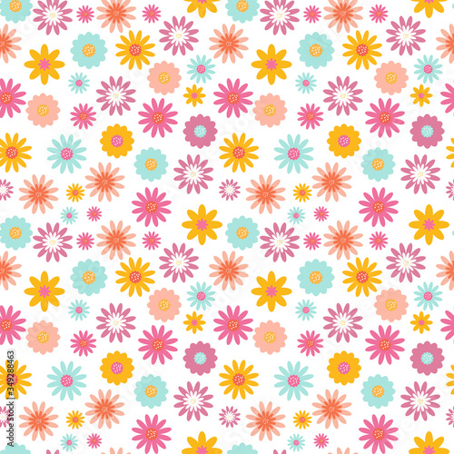 Seamless Pattern Background with Flowers. Vector Illustration
