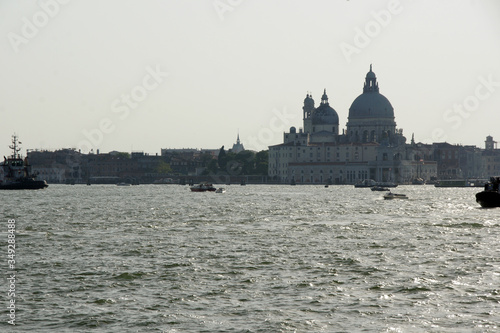 Photo from Castello district in Venice. Panoramic view from promenade with Santa Maria della Salute church. © Sunnyside