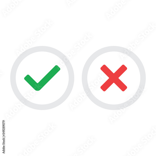 Check mark icons, x or tick approve. vector icon for apps and websites.