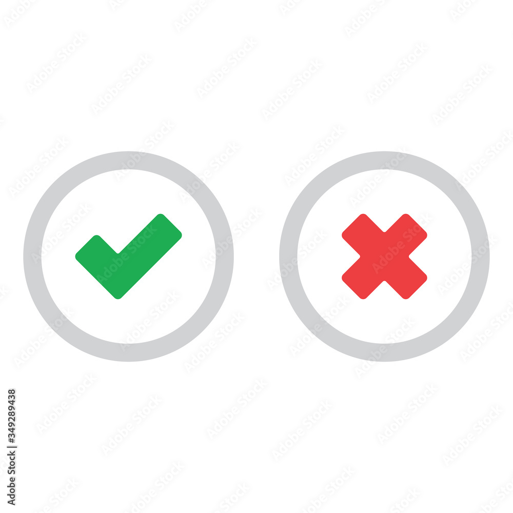 Check mark icons, x or tick approve. vector icon for apps and websites. Check mark icons, x or tick approve. vector icon for apps and websites.
