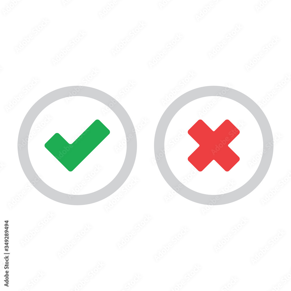 Check mark icons, x or tick approve. vector icon for apps and websites. Check mark icons, x or tick approve. vector icon for apps and websites.
