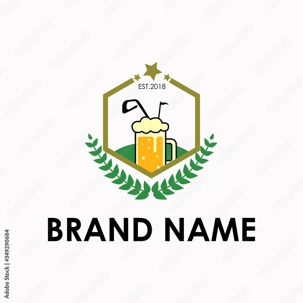 logo label hexagon event club beer golf vector design Stock Vector