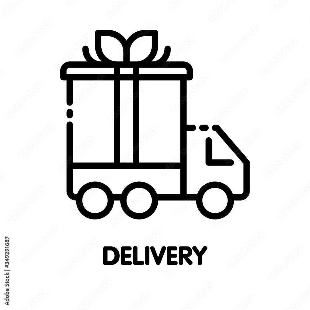 Icon car delivery outline style icon design illustration on white background Icon car delivery outline style icon design illustration on white background