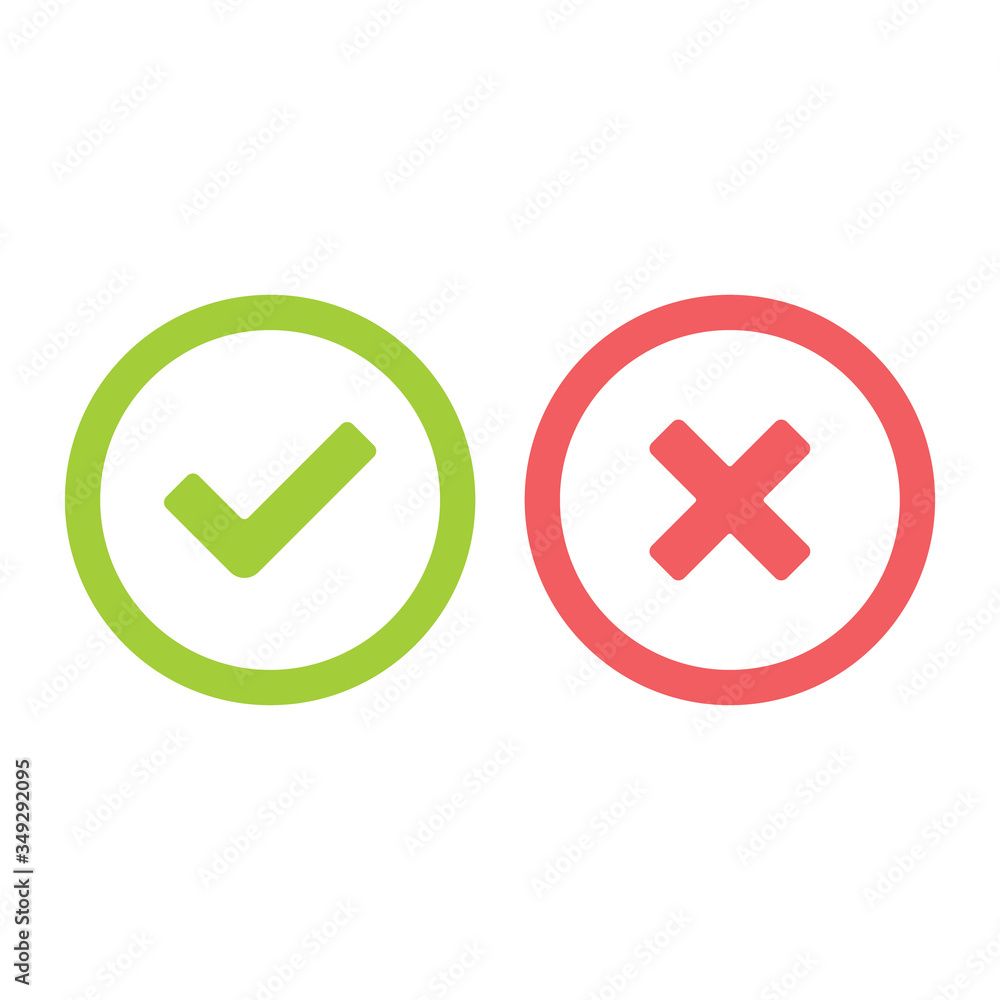 Check mark icons, x or tick approve. vector icon for apps and websites. Check mark icons, x or tick approve. vector icon for apps and websites.