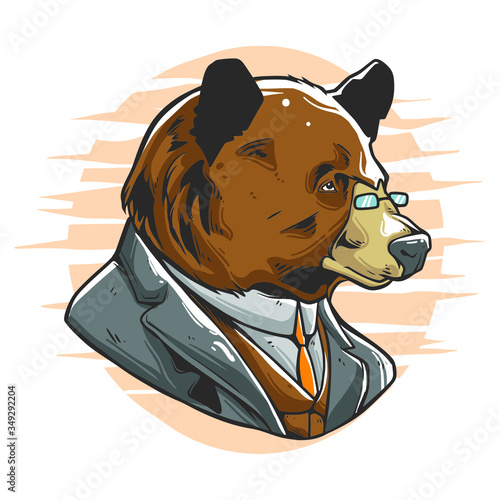Bear character elegant illustration premium vector