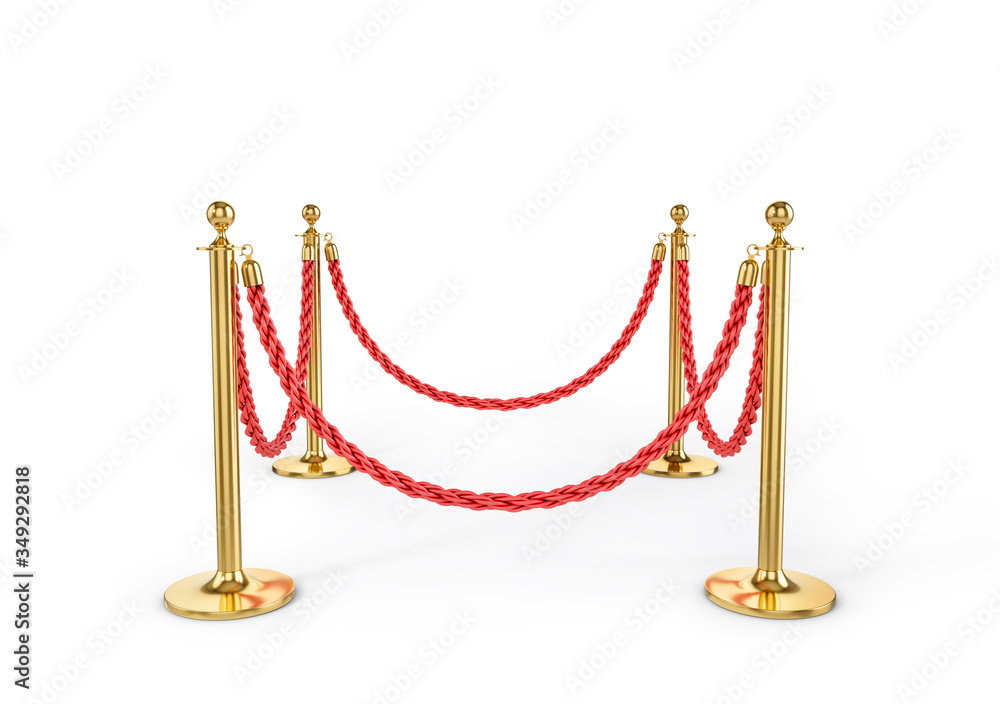 Rope fencing isolated on a white background. 3d illustration Rope fencing isolated on a white background. 3d illustration